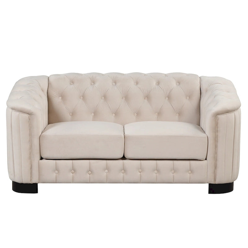 Canapé causeuse moderne en velours avec accoudoirs incurvés et coussin épais