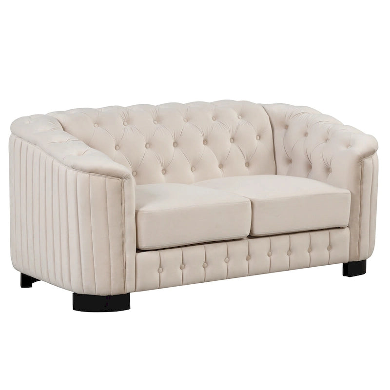 Canapé causeuse moderne en velours avec accoudoirs incurvés et coussin épais
