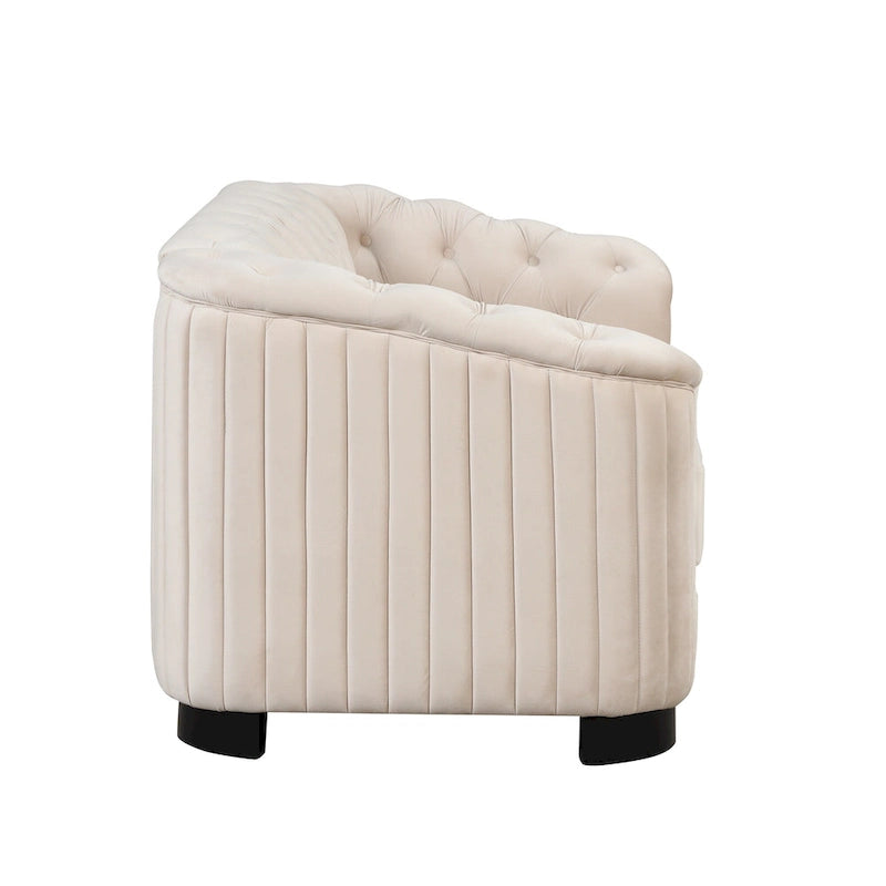 Canapé causeuse moderne en velours avec accoudoirs incurvés et coussin épais