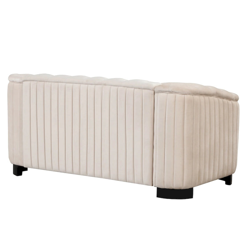 Canapé causeuse moderne en velours avec accoudoirs incurvés et coussin épais
