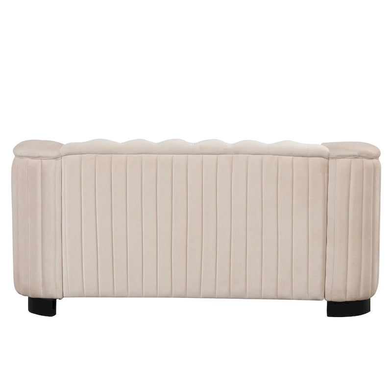 Canapé causeuse moderne en velours avec accoudoirs incurvés et coussin épais