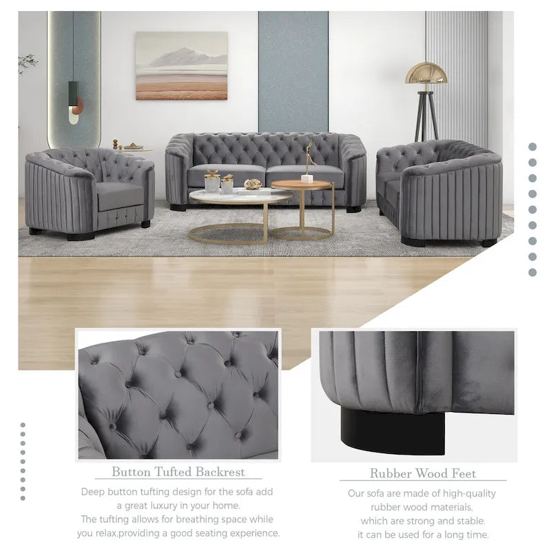 Canapé causeuse moderne en velours avec accoudoirs incurvés et coussin épais