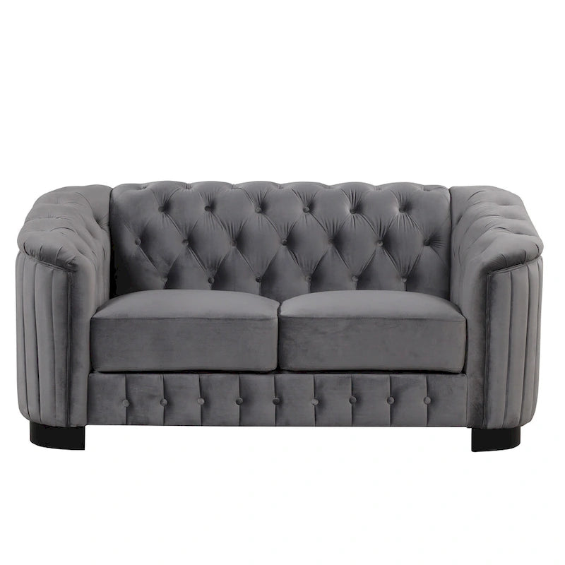 Canapé causeuse moderne en velours avec accoudoirs incurvés et coussin épais