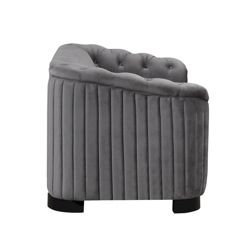 Canapé causeuse moderne en velours avec accoudoirs incurvés et coussin épais
