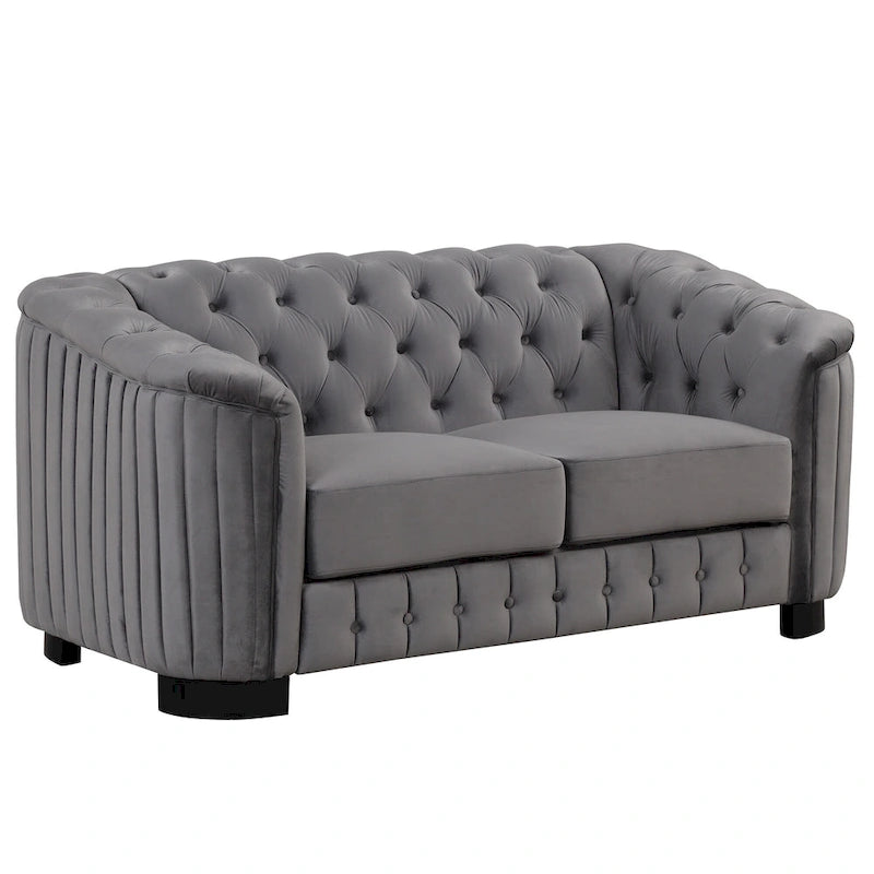 Canapé causeuse moderne en velours avec accoudoirs incurvés et coussin épais
