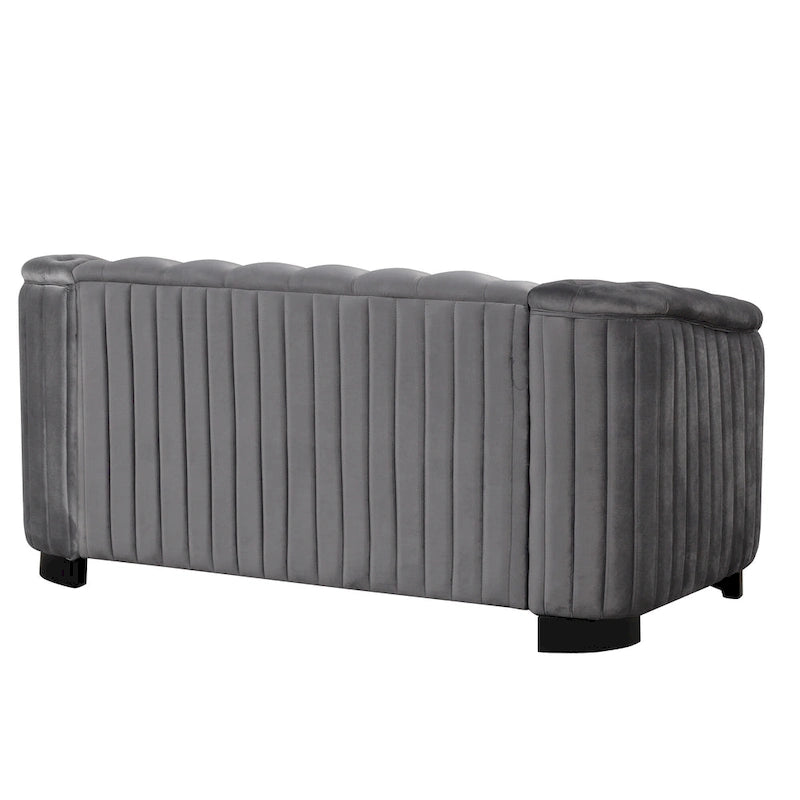 Canapé causeuse moderne en velours avec accoudoirs incurvés et coussin épais