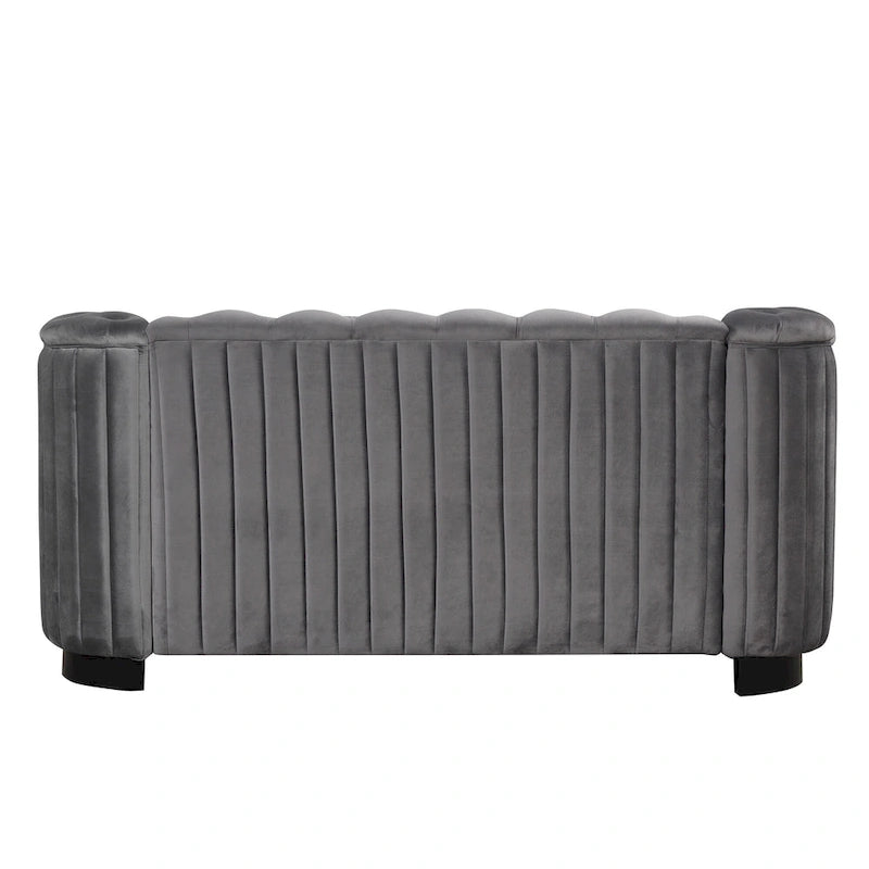 Canapé causeuse moderne en velours avec accoudoirs incurvés et coussin épais