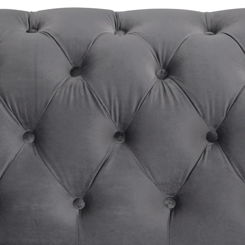 Canapé causeuse moderne en velours avec accoudoirs incurvés et coussin épais