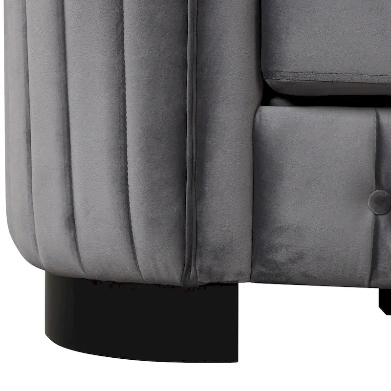 Canapé causeuse moderne en velours avec accoudoirs incurvés et coussin épais