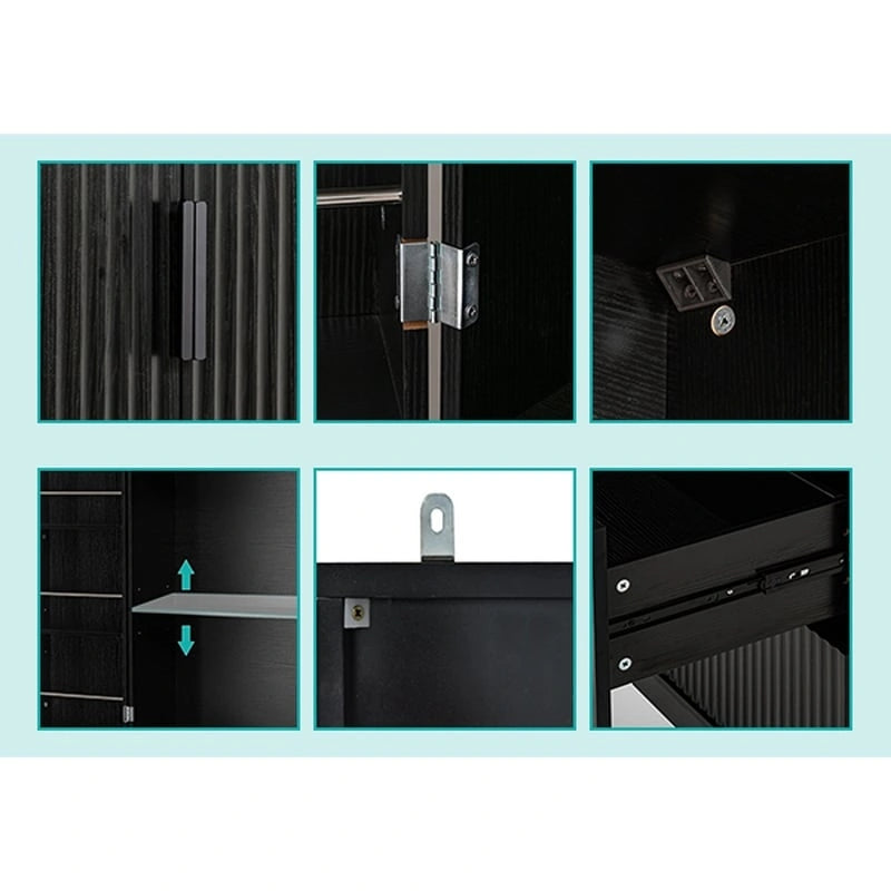 Meuble de salle de bain de style ferme avec tiroirs, casiers de porte et étagères