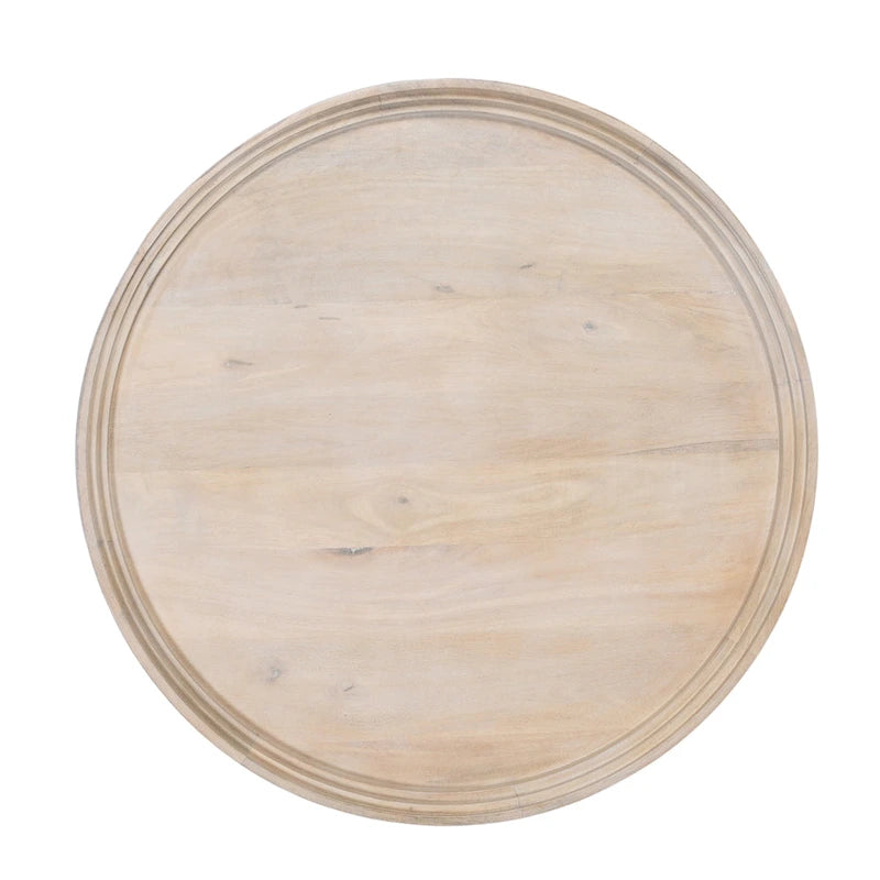 Table basse ronde de 30 po avec plateau en bois de mangue fait à la main - Blanc délavé