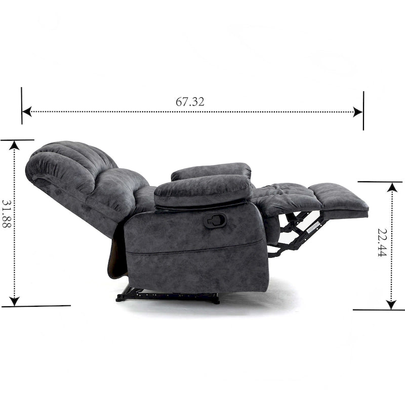 Fauteuil inclinable manuel surdimensionné avec levier latéral et dossier réglable à 155°