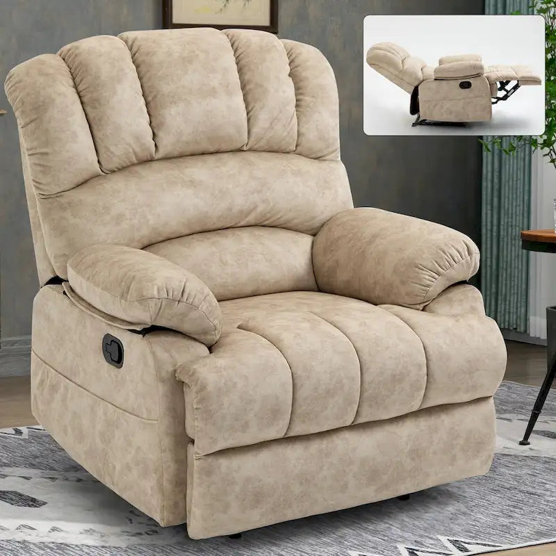 Fauteuil inclinable manuel surdimensionné avec levier latéral et dossier réglable à 155°