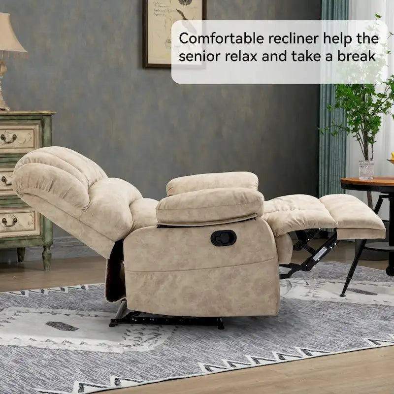 Fauteuil inclinable manuel surdimensionné avec levier latéral et dossier réglable à 155°