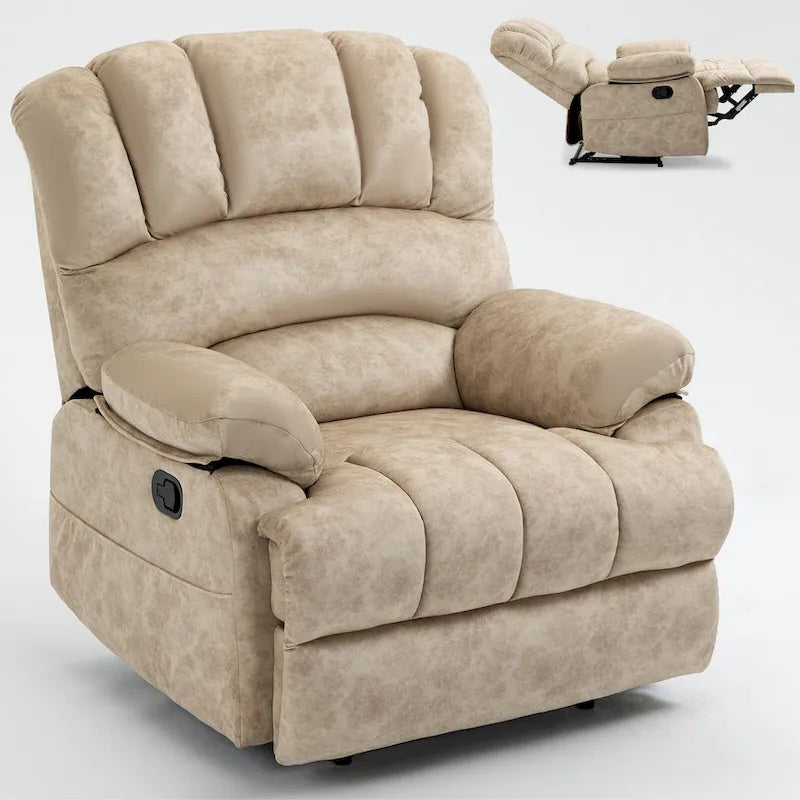 Fauteuil inclinable manuel surdimensionné avec levier latéral et dossier réglable à 155°
