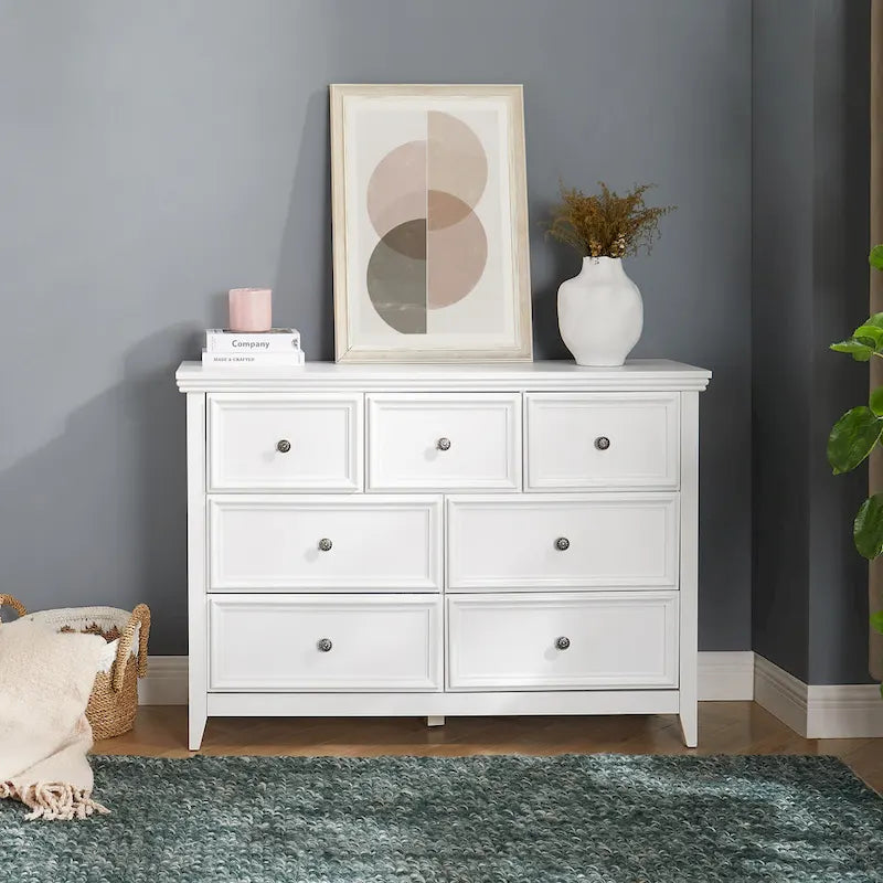 Commode horizontale et armoire de rangement modernes de style fermette à 7 tiroirs