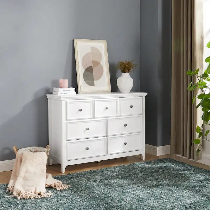 Commode horizontale et armoire de rangement modernes de style fermette à 7 tiroirs