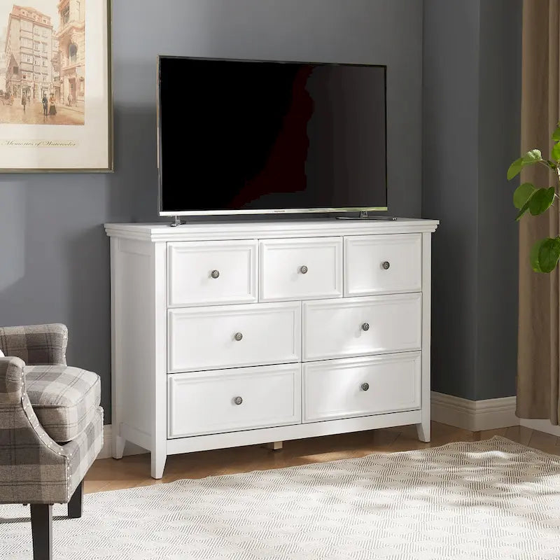 Commode horizontale et armoire de rangement modernes de style fermette à 7 tiroirs