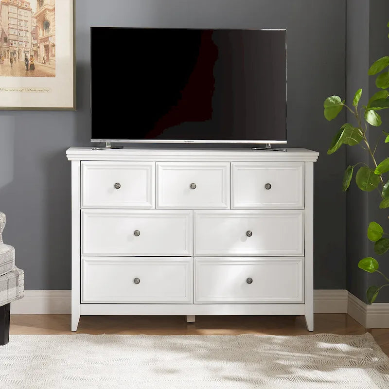 Commode horizontale et armoire de rangement modernes de style fermette à 7 tiroirs