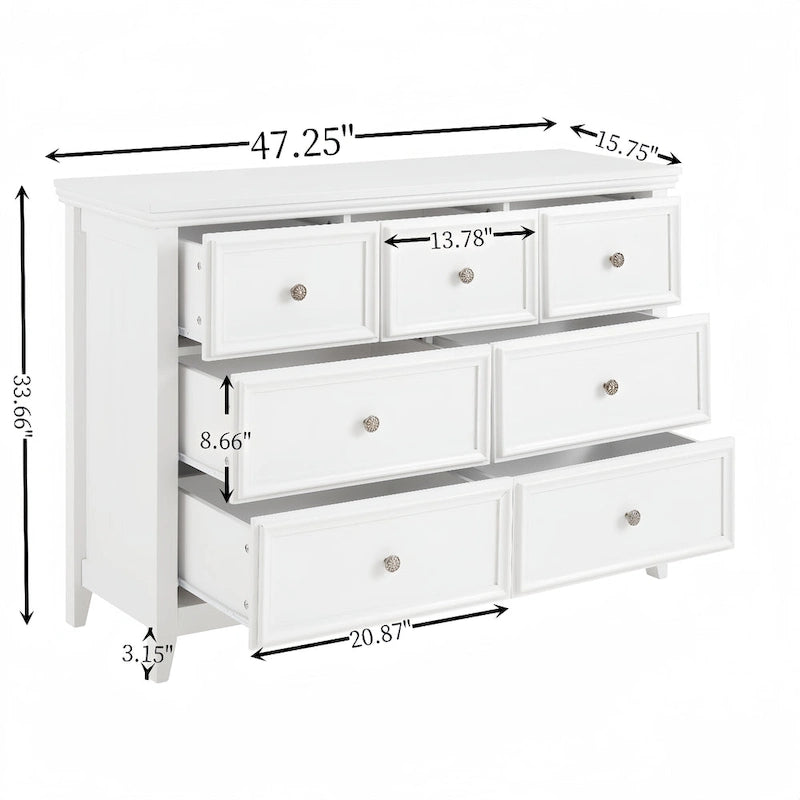Commode horizontale et armoire de rangement modernes de style fermette à 7 tiroirs