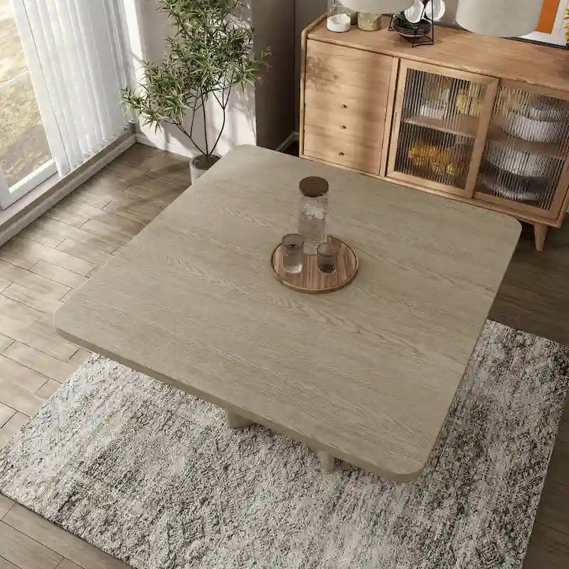 Table à manger de 54 pouces carrés en bois massif à hauteur de comptoir avec pied central - 4 à 6 places