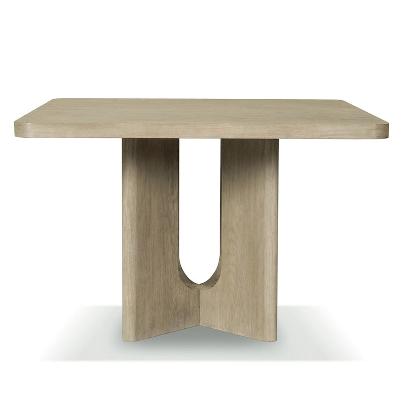 Table à manger de 54 pouces carrés en bois massif à hauteur de comptoir avec pied central - 4 à 6 places