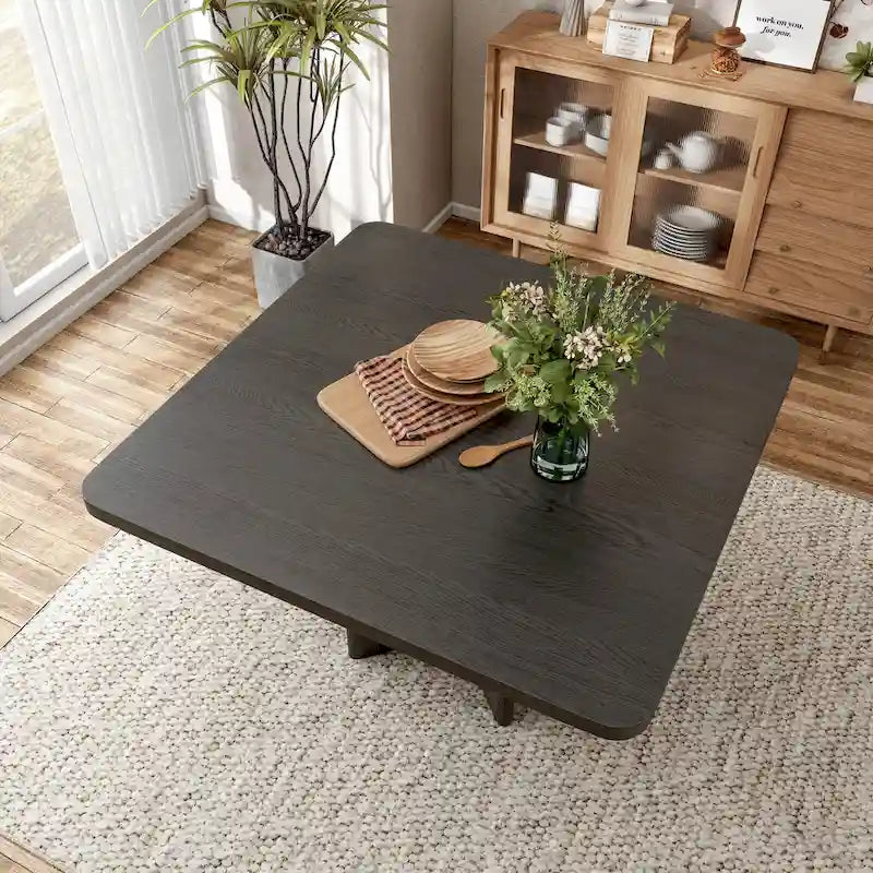 Table à manger de 54 pouces carrés en bois massif à hauteur de comptoir avec pied central - 4 à 6 places