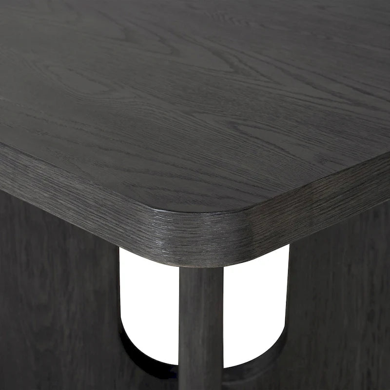 Table à manger de 54 pouces carrés en bois massif à hauteur de comptoir avec pied central - 4 à 6 places