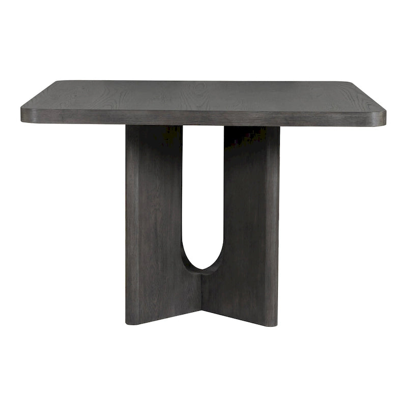 Table à manger de 54 pouces carrés en bois massif à hauteur de comptoir avec pied central - 4 à 6 places