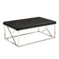 Banc d'appoint moderne en similicuir capitonné avec pieds géométriques chromés
