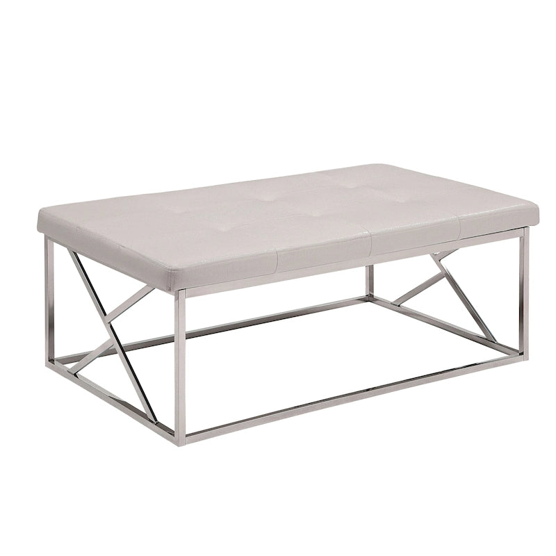 Banc d'appoint moderne en similicuir capitonné avec pieds géométriques chromés