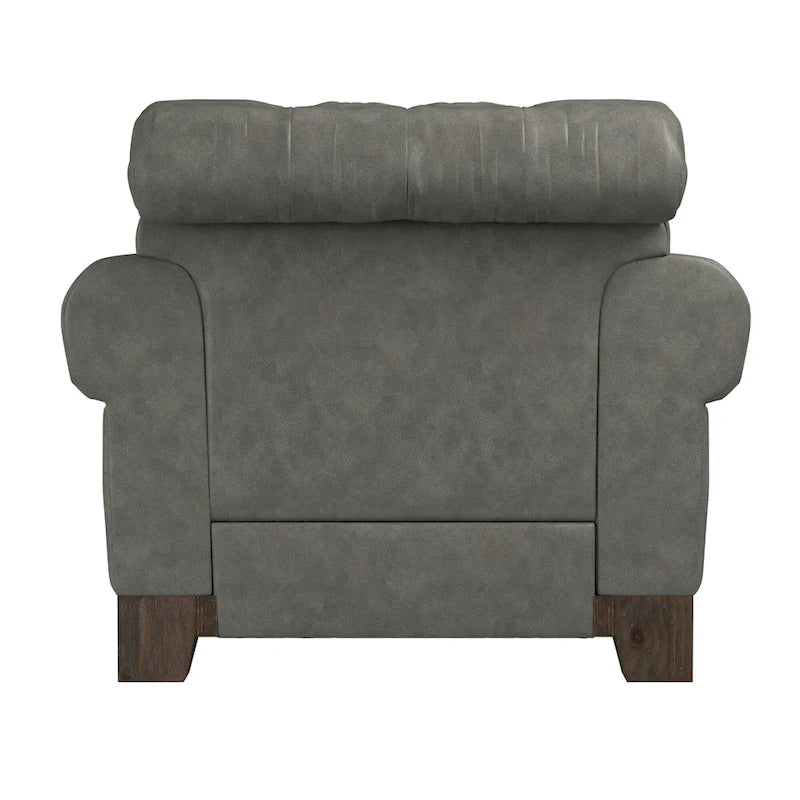 Fauteuil d'appoint Chesterfield à accoudoirs roulés touffetés et cloutés