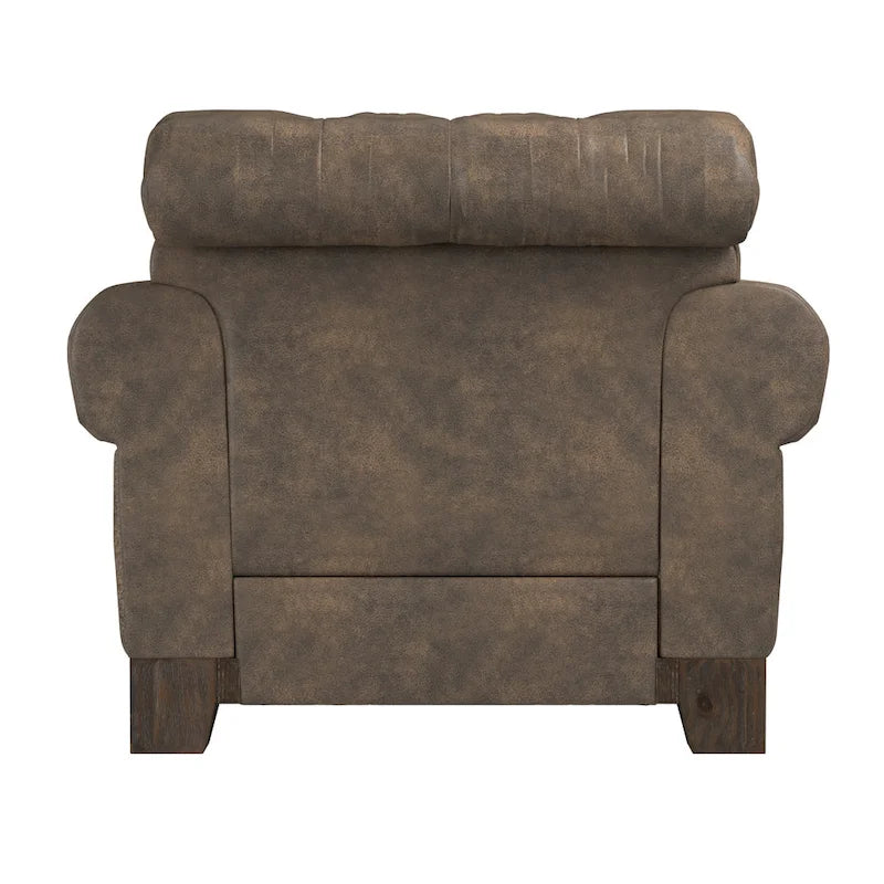 Fauteuil d'appoint Chesterfield à accoudoirs roulés touffetés et cloutés