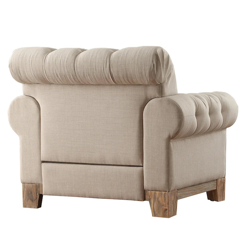Fauteuil d'appoint Chesterfield à accoudoirs roulés touffetés et cloutés