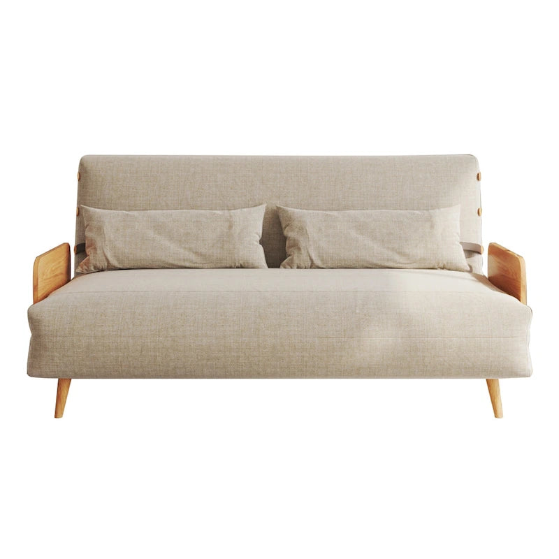 Canapé-lit convertible 59" avec dossier réglable et tablette latérale - Beige