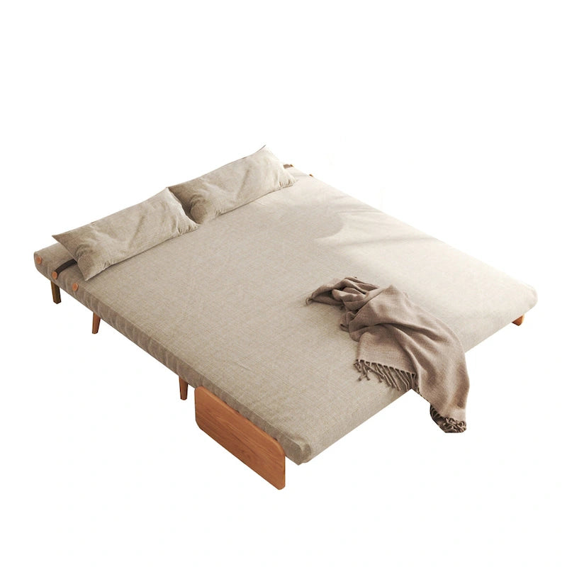 Canapé-lit convertible 59" avec dossier réglable et tablette latérale - Beige