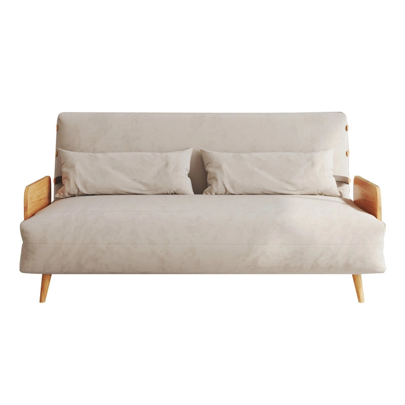 Canapé-lit convertible 59" avec dossier réglable et tablette latérale - Beige
