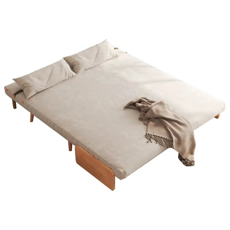 Canapé-lit convertible 59" avec dossier réglable et tablette latérale - Beige