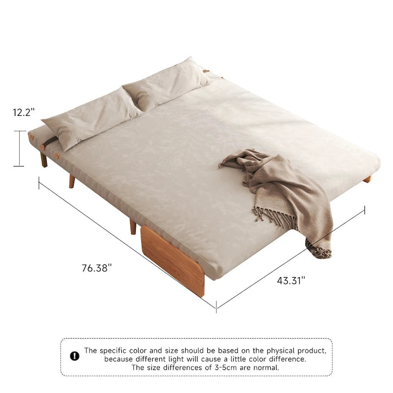 Canapé-lit convertible 59" avec dossier réglable et tablette latérale - Beige