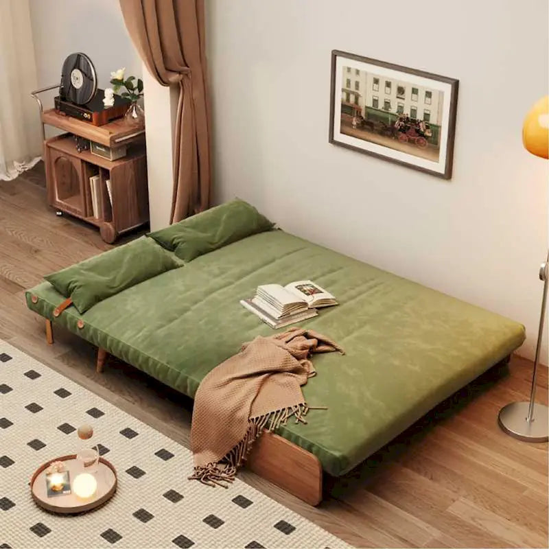 Canapé-lit convertible 59" avec dossier réglable et tablette latérale - Beige