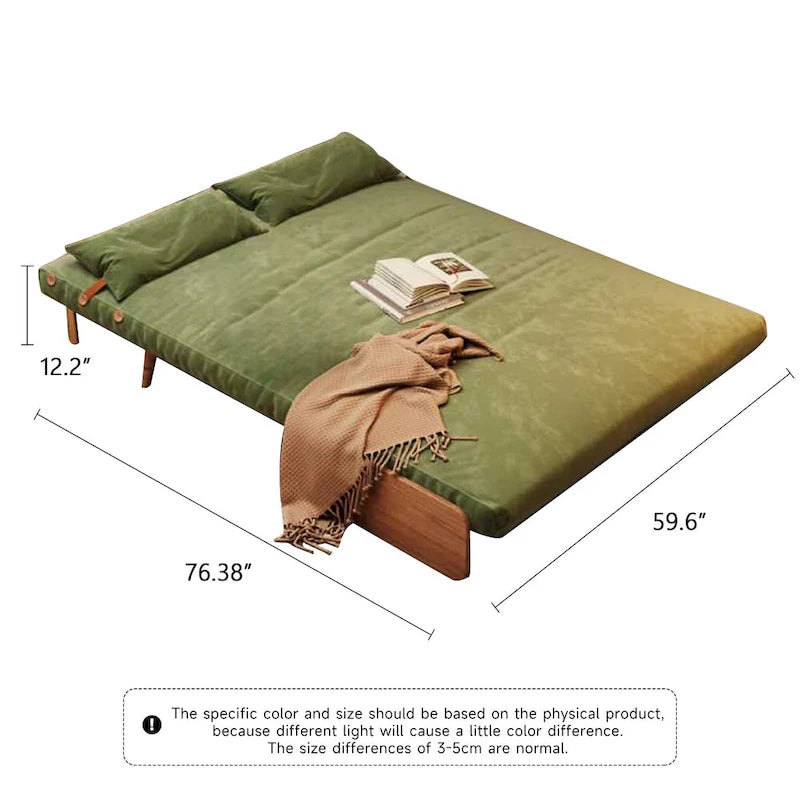Canapé-lit convertible 59" avec dossier réglable et tablette latérale - Beige