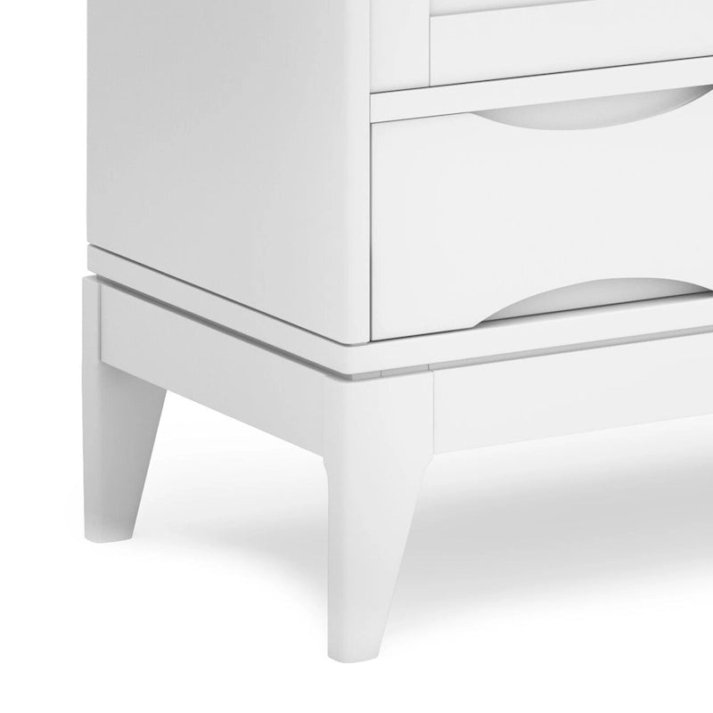 Meuble de rangement Mid-Century Modern en bois massif de 122 cm avec portes coulissantes et tiroirs
