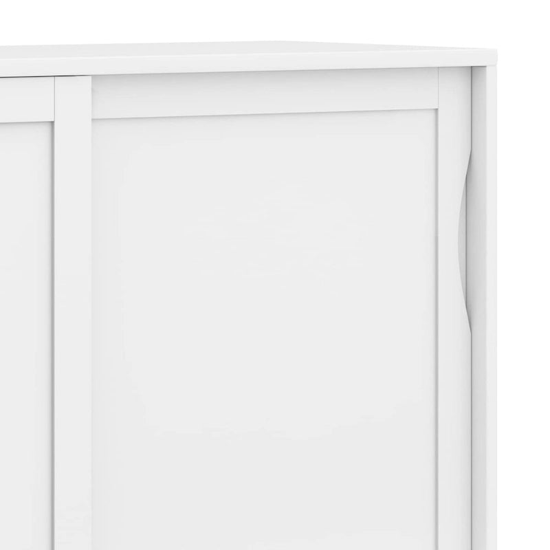 Meuble de rangement Mid-Century Modern en bois massif de 122 cm avec portes coulissantes et tiroirs