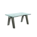 Table à manger extensible en verre trempé avec piètement chevalet en bois massif