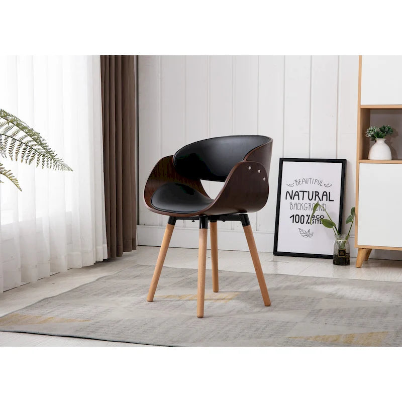 Chaise de salon moderne d'appoint en similicuir noir