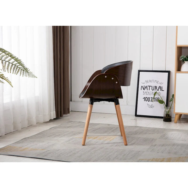 Chaise de salon moderne d'appoint en similicuir noir