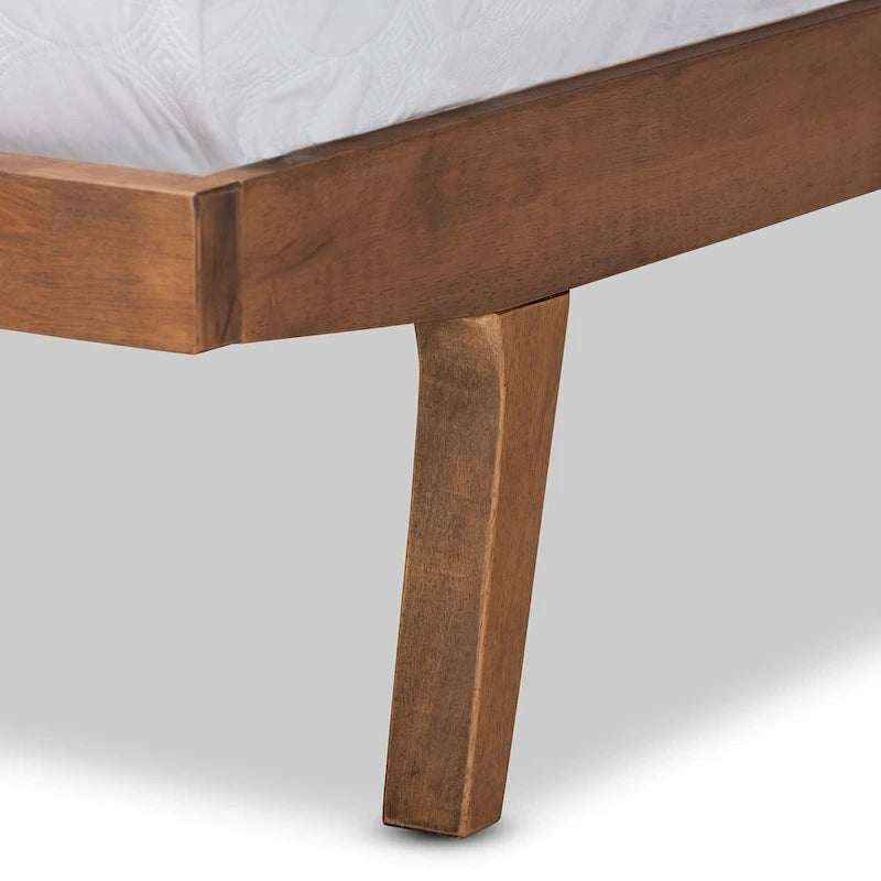 Lit plateforme en bois capitonné tissu de transition – Gris clair