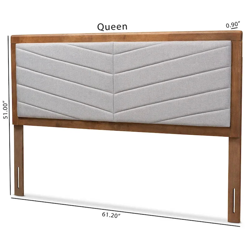 Tête de lit moderne capitonnée en tissu à chevrons - Gris clair