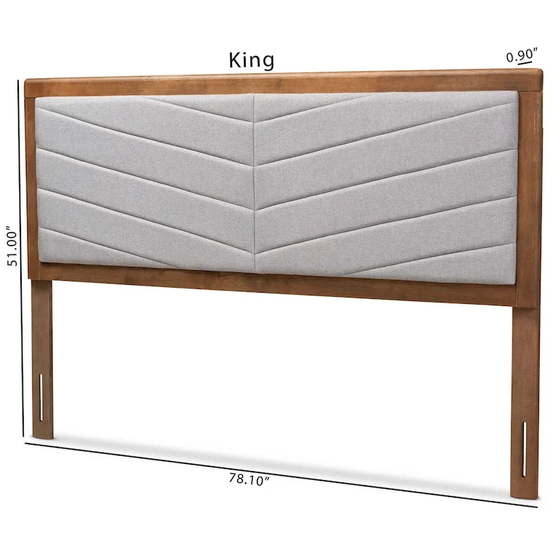 Tête de lit moderne capitonnée en tissu à chevrons - Gris clair