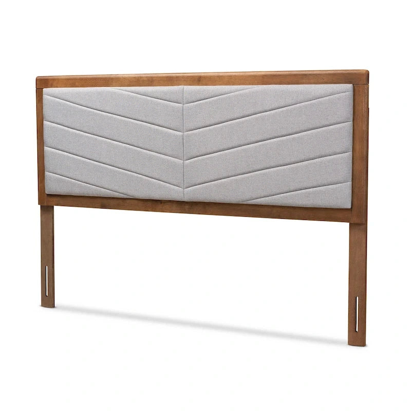 Tête de lit moderne capitonnée en tissu à chevrons - Gris clair